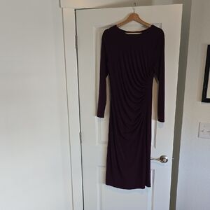 Banana Republic Deep Purple Long Sleeve Dress, Med Tall Size